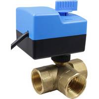 Кран шаровой трехходовой неполнопроходной с электроприводом и резервным ручным управлением AR800-3