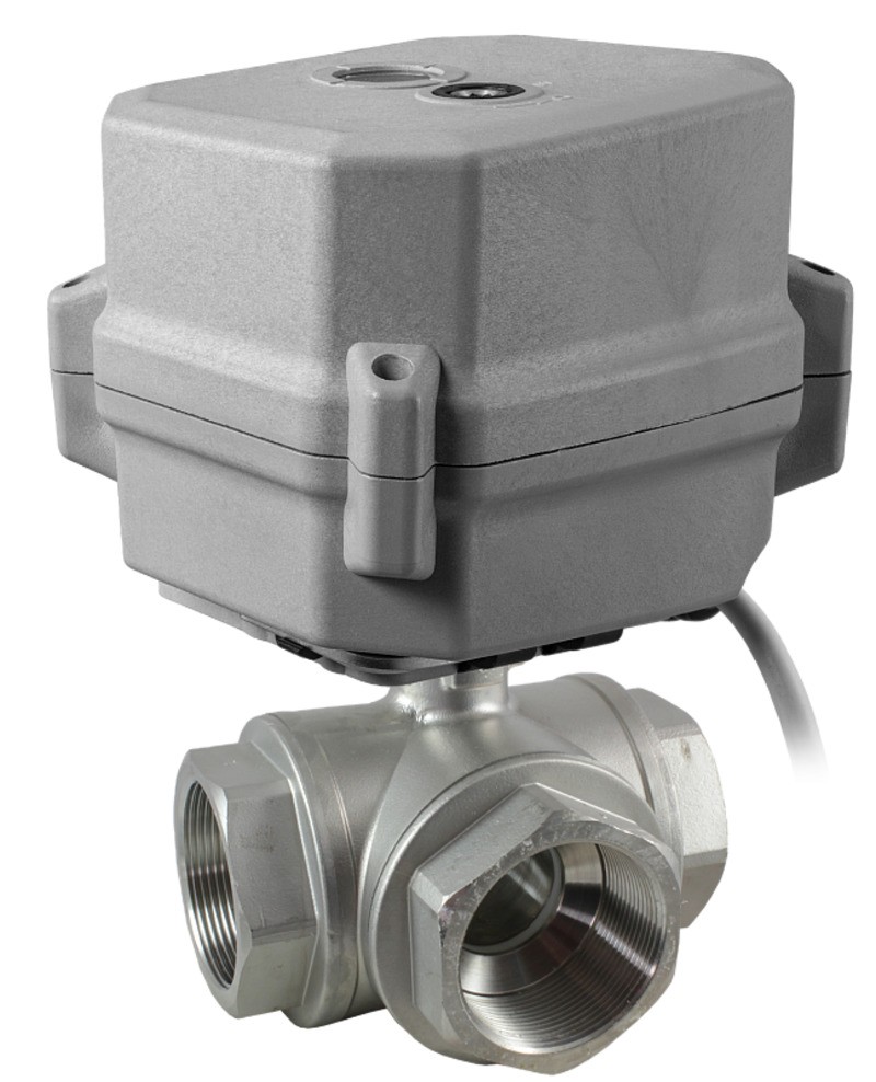 Кран шаровой трехходовой КПР-Т3-L (L-тип) с электроприводом ЭПР3