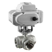 Кран шаровой трехходовой КПР-Т3-L (L-тип) с электроприводом ЭПР7