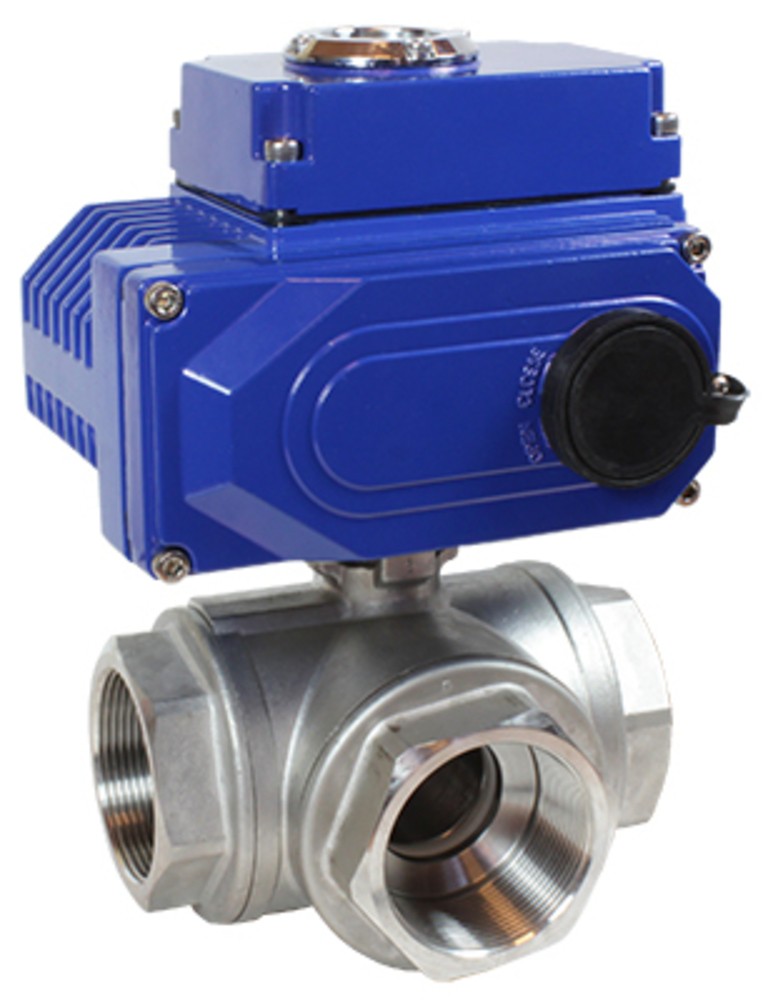 Кран шаровой трехходовой КПР-Т3-Т (T-тип) с электроприводом ЭПР1