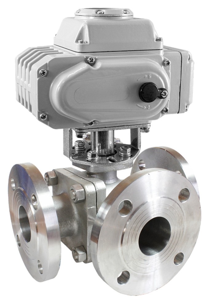 Кран шаровой трехходовой КПР-Т3Ф с электроприводом ЭПР7