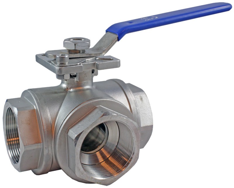 Кран шаровой трехходовой КПР-Т3-Т (T-тип) с ручным приводом (Краны ISO5211 трехходовые ручные)