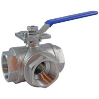 Кран шаровой трехходовой КПР-Т3-Т (T-тип) с ручным приводом (Краны ISO5211 трехходовые ручные)