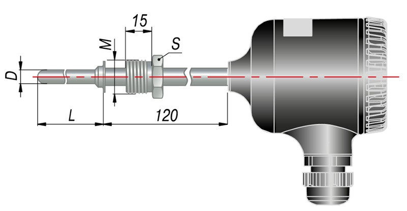 Термосопротивление с цифровым интерфейсом RS-485 с металлической головкой дТС045М-МГ.RS