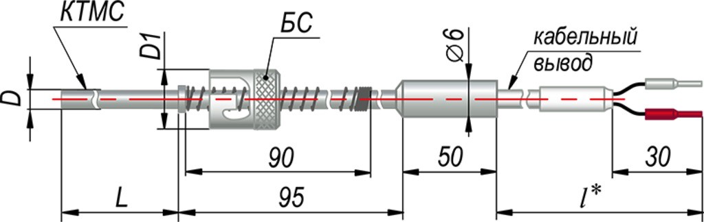 Термопара на основе КТМС с кабельным выводом дТП464